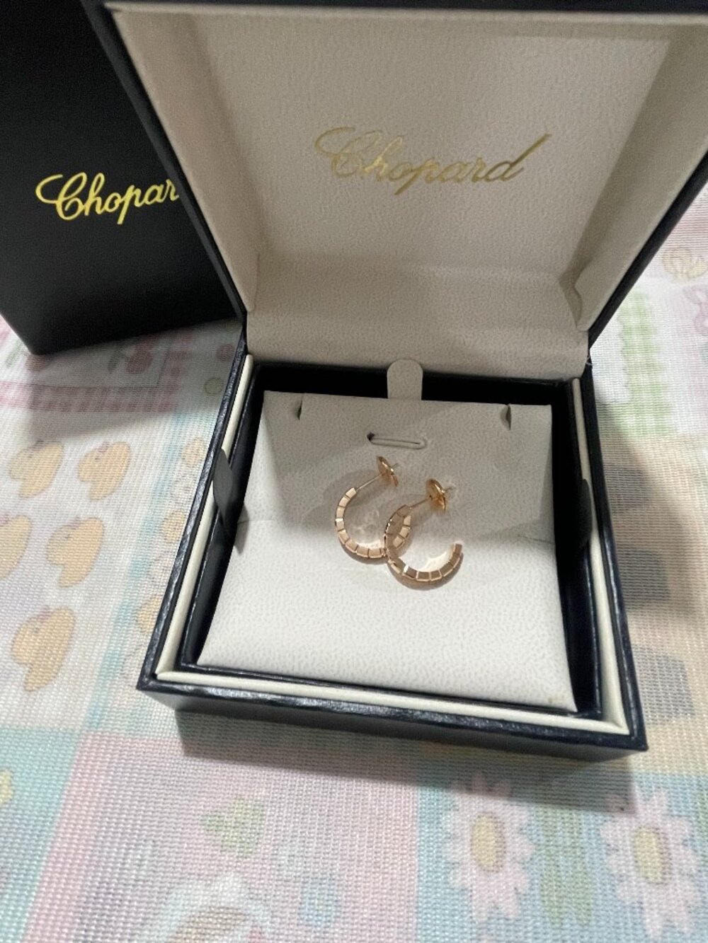 Chopard Ice Cube Rose Gold C-Shaped Half-Hoop Earrings